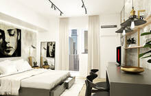 studio, condominium, bed